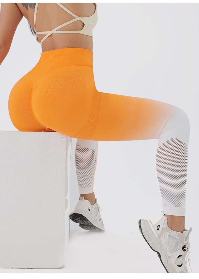 BREEHER Women Gradient Printing Seamless High Waist Leggings