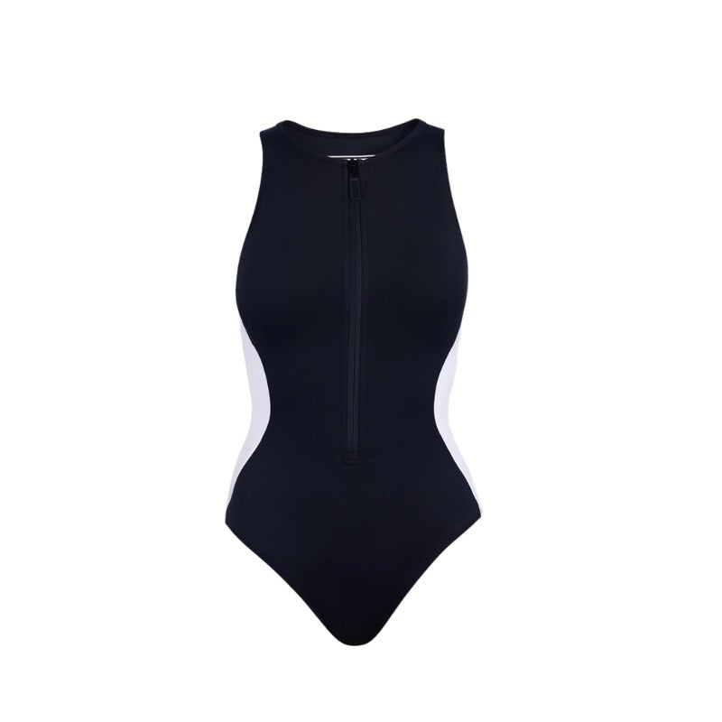 Tummy Control Black Sleeveless Functional Shaping One-Piece Swimsuit Set
