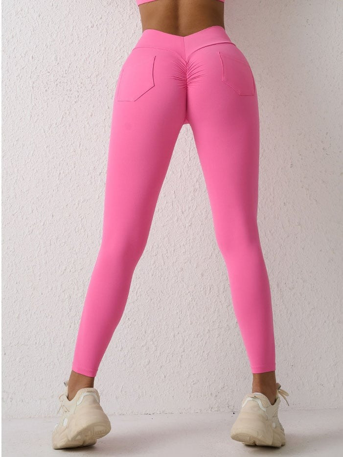 BREEHER Ruched V Waist Quick Drying Butt Lift Leggings