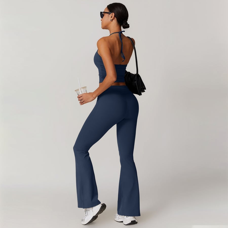 BREEHER Folded Waist Seamless Quick Drying Hip Lifting Leggings