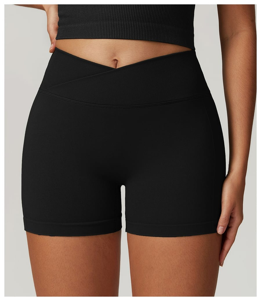 BREEHER Crossed Waist Shape High Waisted Hip Lifting Shorts