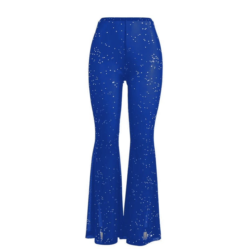 Sexy Mesh See-Through Sequins Flared Leggings