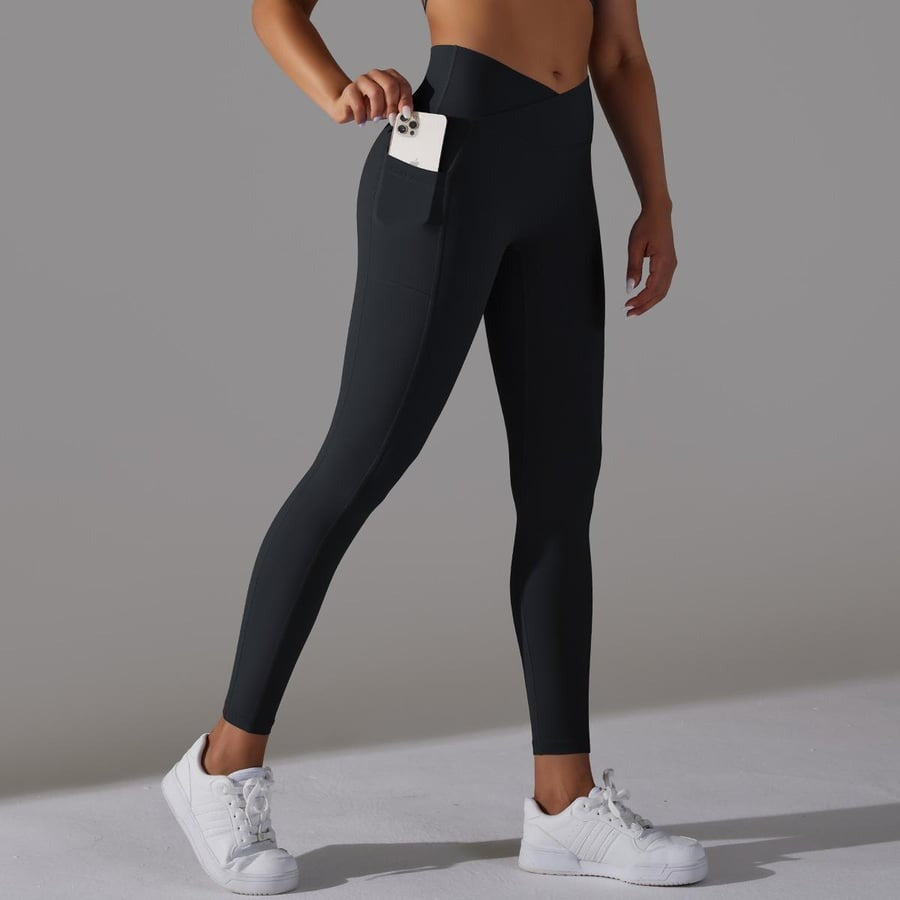 BREEHER Cross Waist Pocket V Waist Leggings
