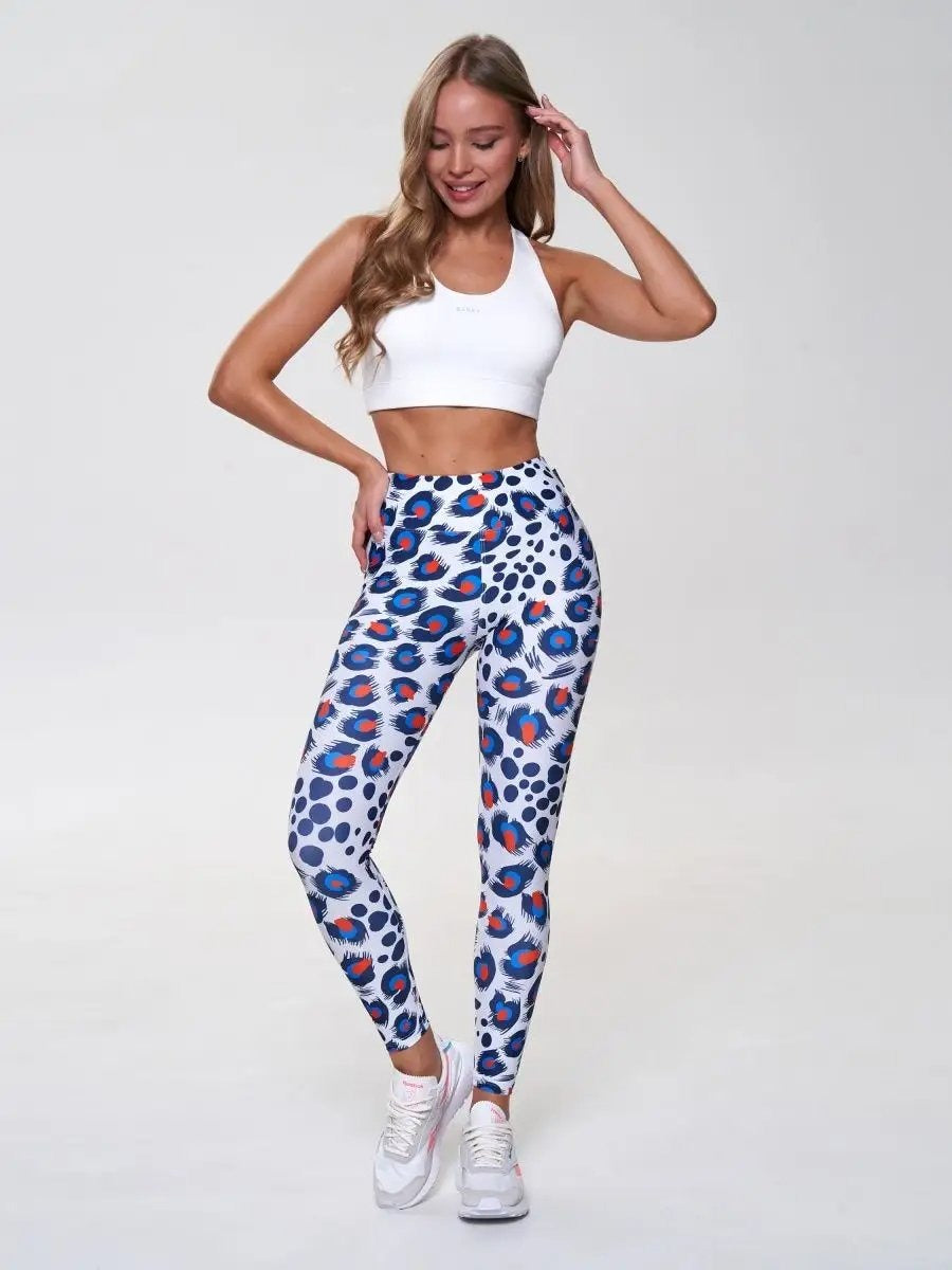 BREEHER Colorful Feather Printed High Waist Peach Hip Lift Leggings