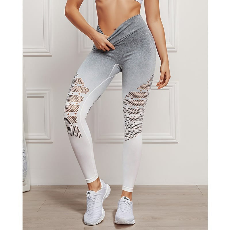 BREEHER Gradient Ripped High Waist Hip Lifting Leggings