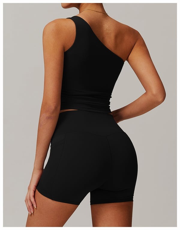 BREEHER One Shoulder Patchwork Vest Seamless Sports Bras