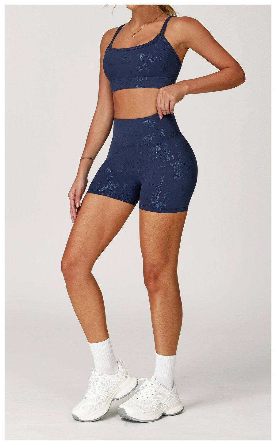 Gold Foil High Waist Nude Yoga Shorts