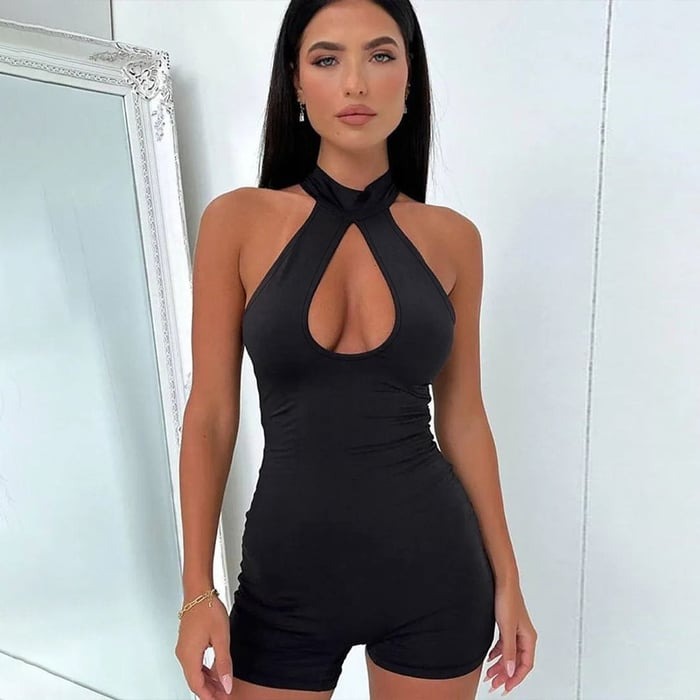Sexy Hollow Round Neck Sleeveless Jumpsuit