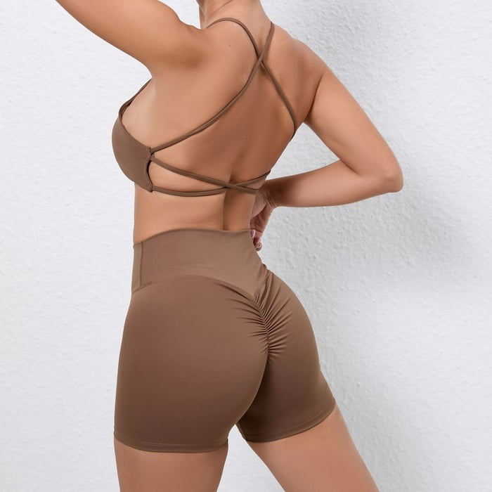 BREEHER Backless Shorts Two Piece Set Sports Suits