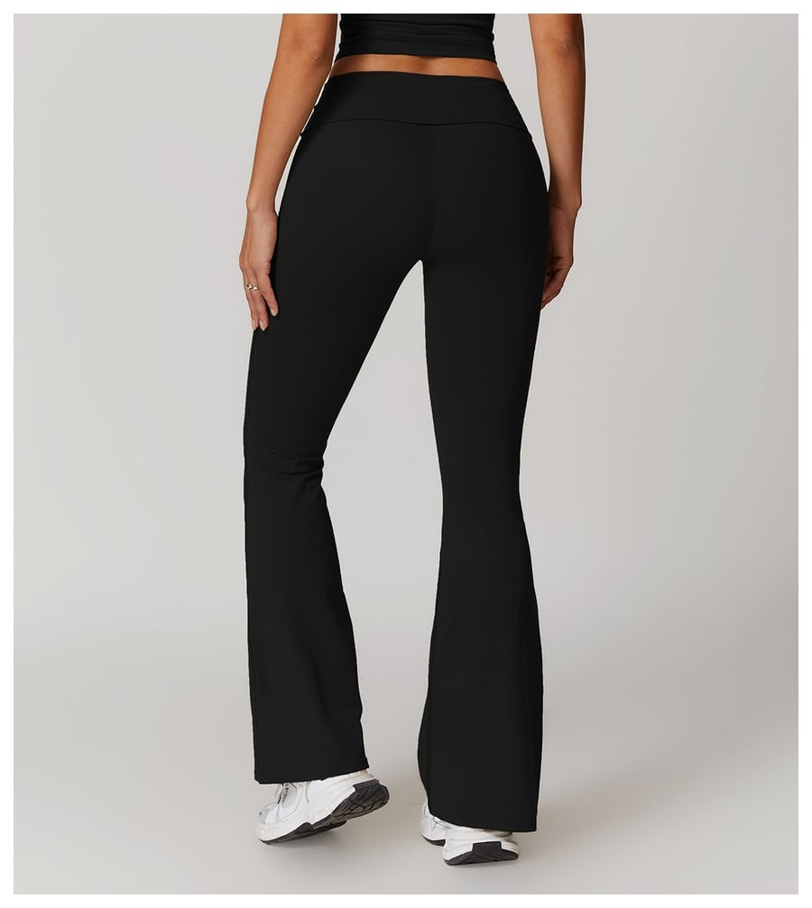 BREEHER Folded Waist Seamless Quick Drying Hip Lifting Leggings