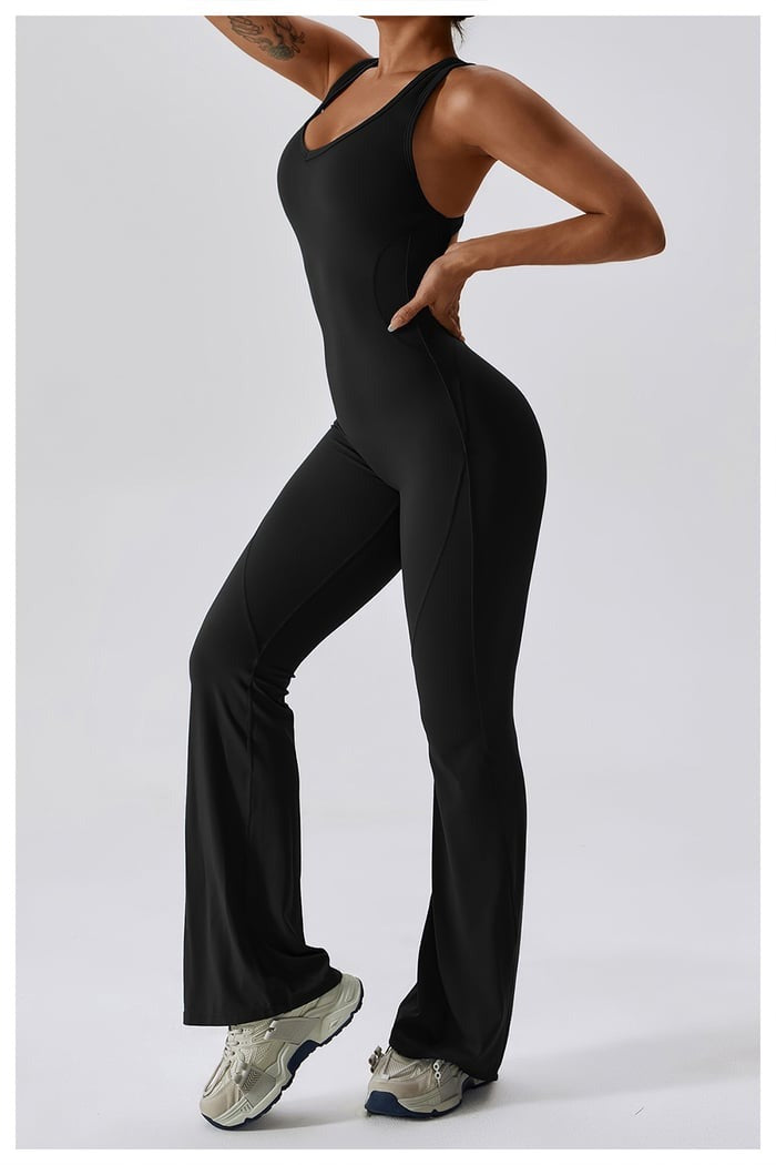 BREEHER Backless Flared Pants Quack Drying Highly Elastic Jumpsuits