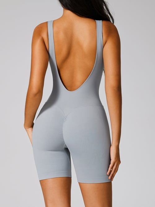 Sexy Backless Solid Color Peach Hip-lifting Yoga Jumpsuit