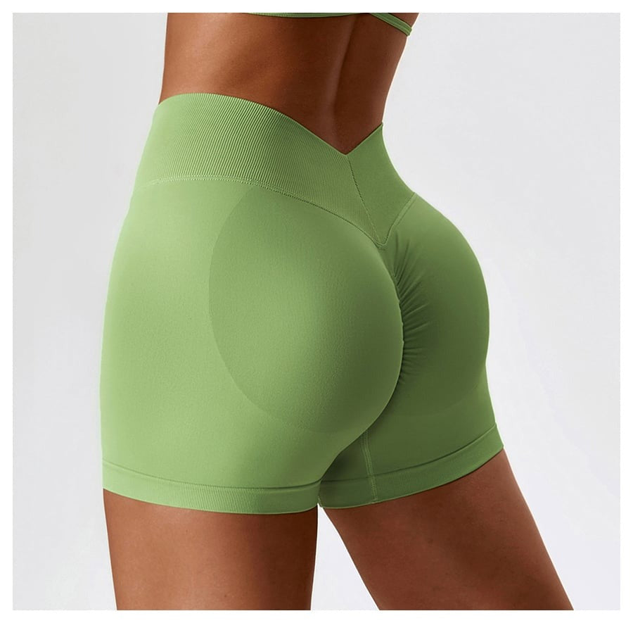 BREEHER V Waist Ruched Hip Lifting Quick Drying Shorts