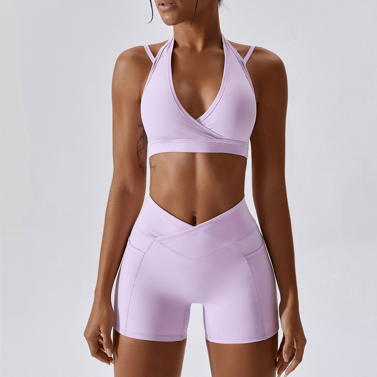 BREEHER V Waist Halter Vest Butt Lift Two Piece Set Sports Suits