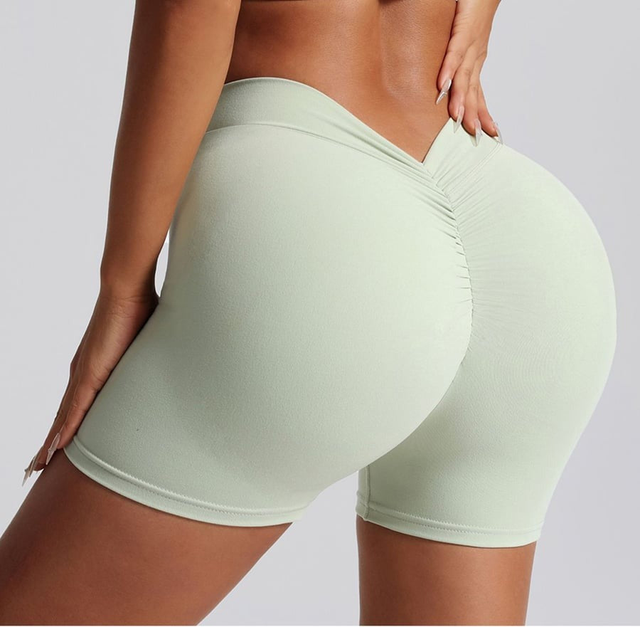 Back V High Waist Hip Lifting Yoga Shorts