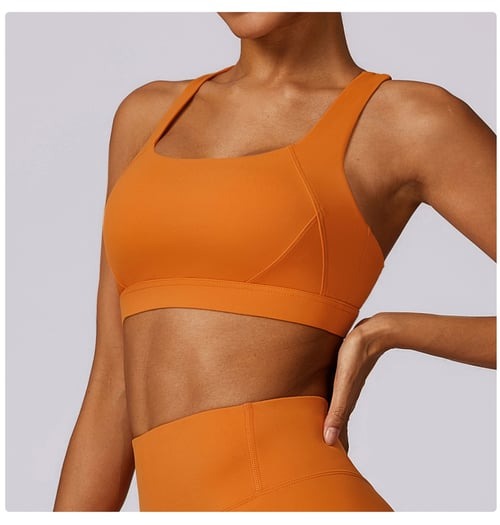 BREEHER Cross Straps Back Patchwore Vest Sports Bras
