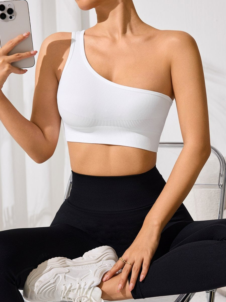 Sexy One-shoulder Sports Vest Bra