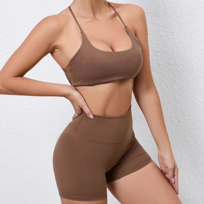 BREEHER Backless Shorts Two Piece Set Sports Suits