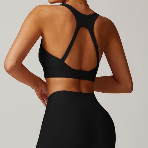 BREEHER U Neck Cross Straps Quick Drying Sports Bras