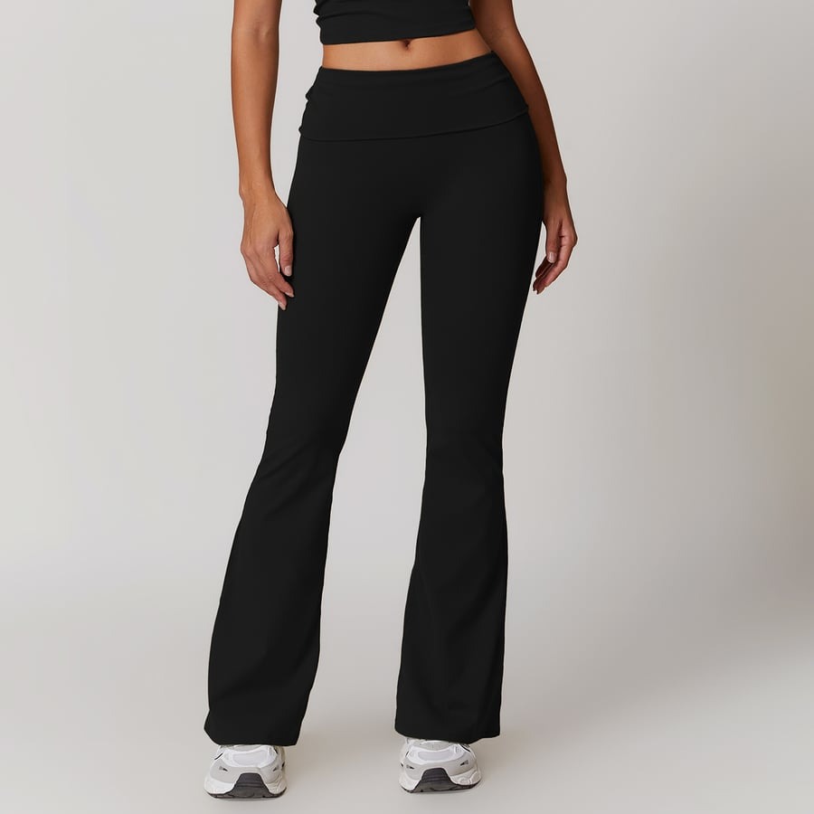 BREEHER Folded Waist Seamless Quick Drying Hip Lifting Leggings