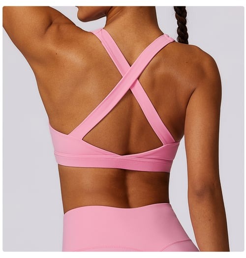 BREEHER Cross Straps Back Patchwore Vest Sports Bras
