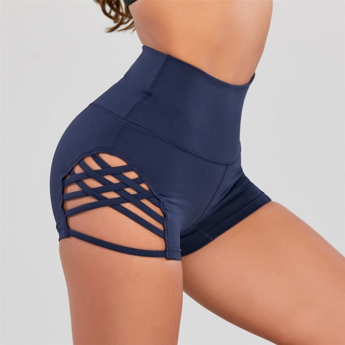 BREEHER Women Side Cross Hollow Sexy Fitness Shorts
