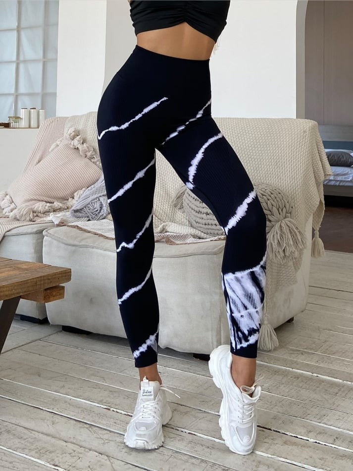 BREEHER Tie Dye High Waist Shaping Hip Lifting Leggings