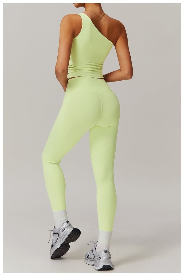 BREEHER One Shoulder Patchwork Vest Seamless Sports Bras