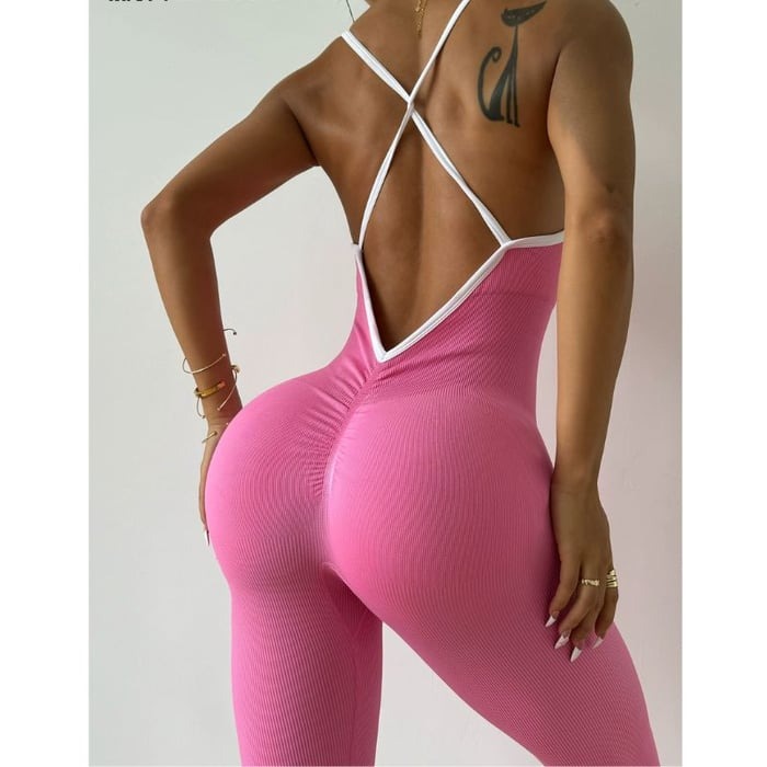 BREEHER Strappy Quick-drying Threaded One Piece Jumpsuits