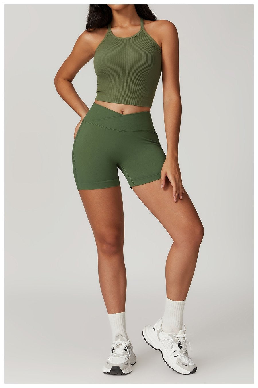 BREEHER Crossed Waist Shape High Waisted Hip Lifting Shorts