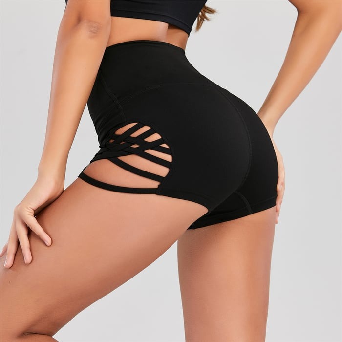 BREEHER Women Side Cross Hollow Sexy Fitness Shorts