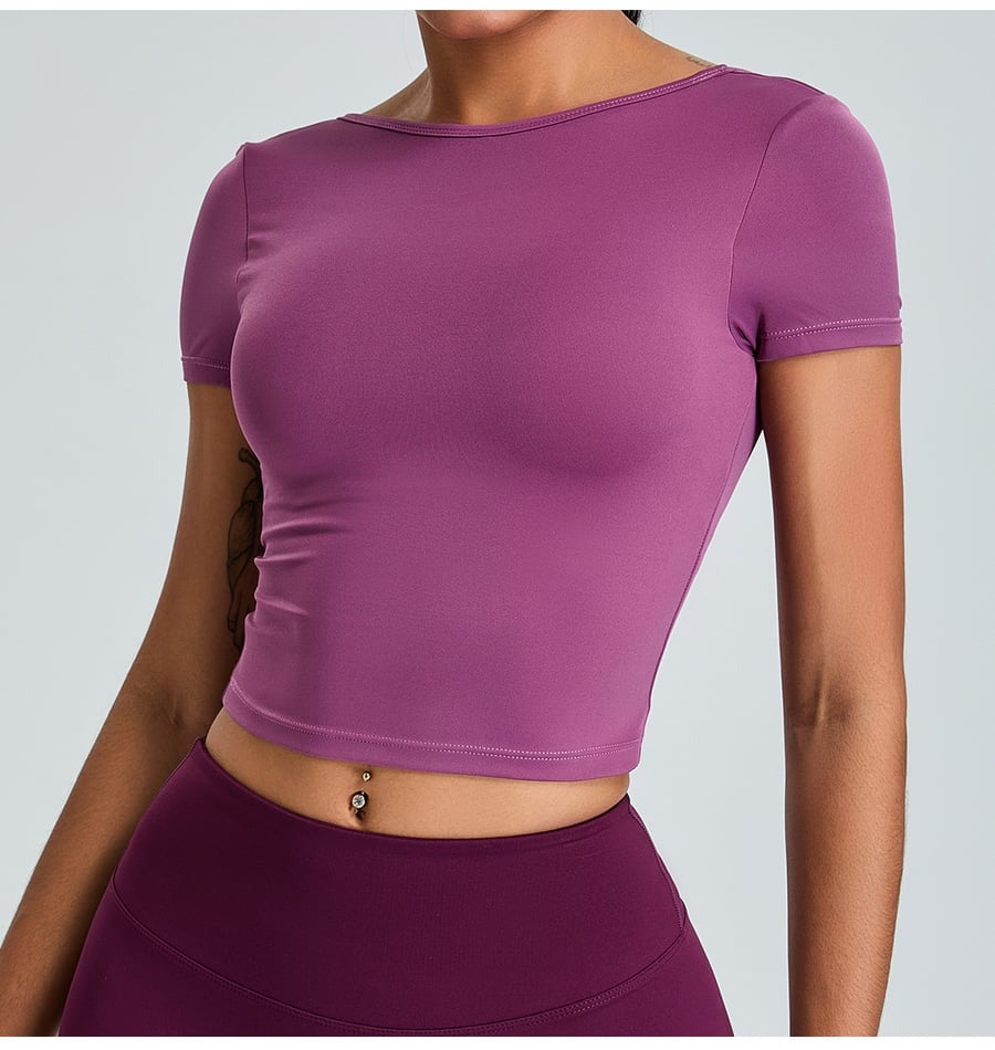 Sexy Backless Short-sleeved Yoga Sports Tops