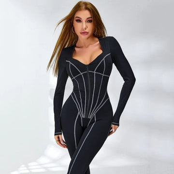 Female Tummy Control Zipper Hip-lift Jumpsuit