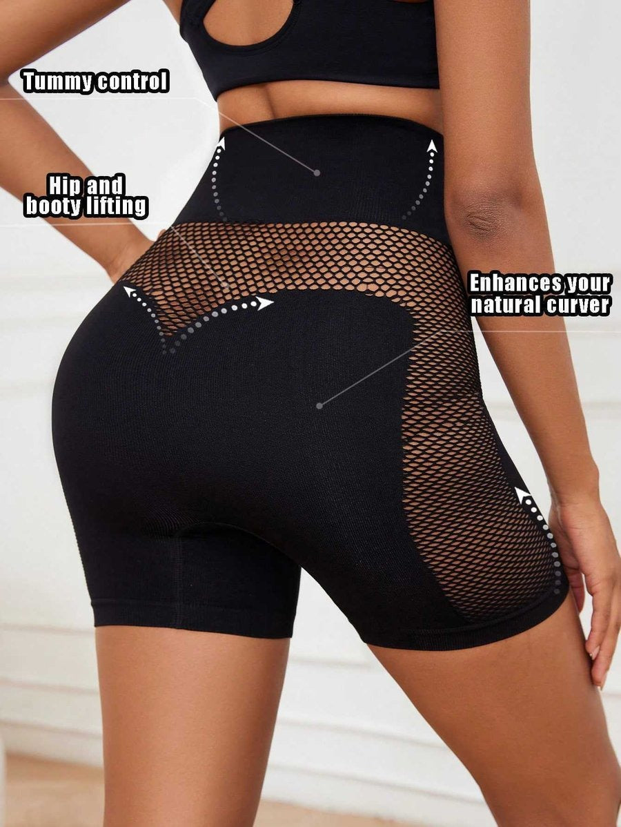 Sexy Mesh See-Through Seamless High Waist Hip-Lifting Shorts