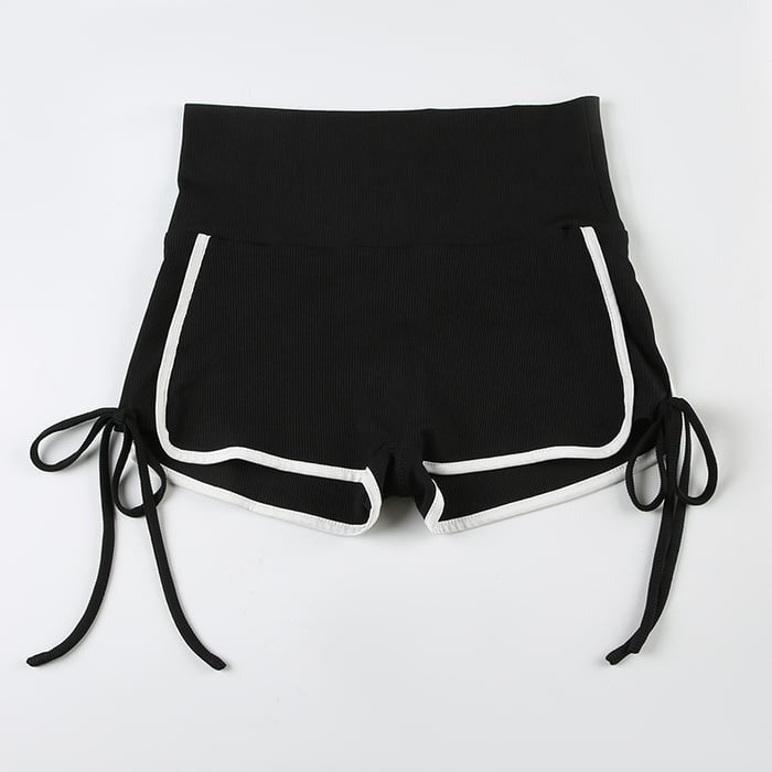 Female Sexy Drawstring Hip-lift Spandex Gym Booty Shorts