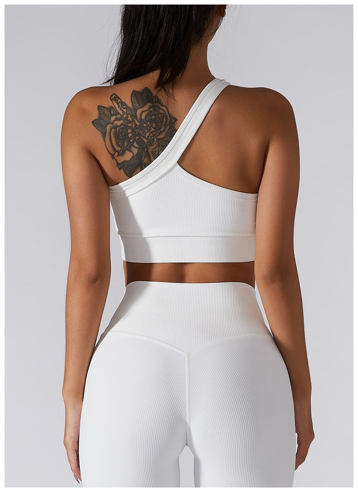 BREEHER One Shoulder Vest Highly Elastic Sports Bras