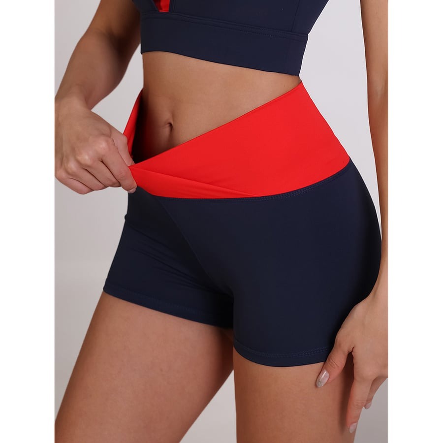 Female Color Blocking Fitness Shorts