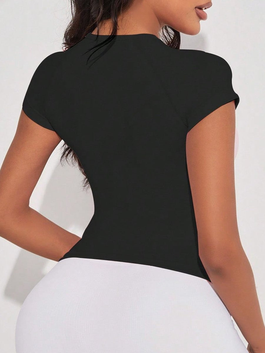 Round Neck Short-sleeve Sports Yoga Cropped Top