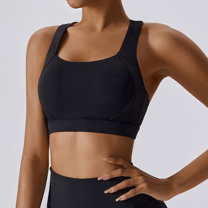 BREEHER Cross Straps Back Patchwore Vest Sports Bras