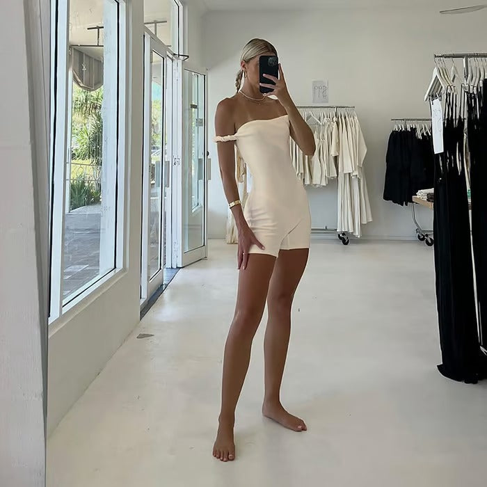 Sexy Twisted One Shoulder Solid Color Jumpsuit