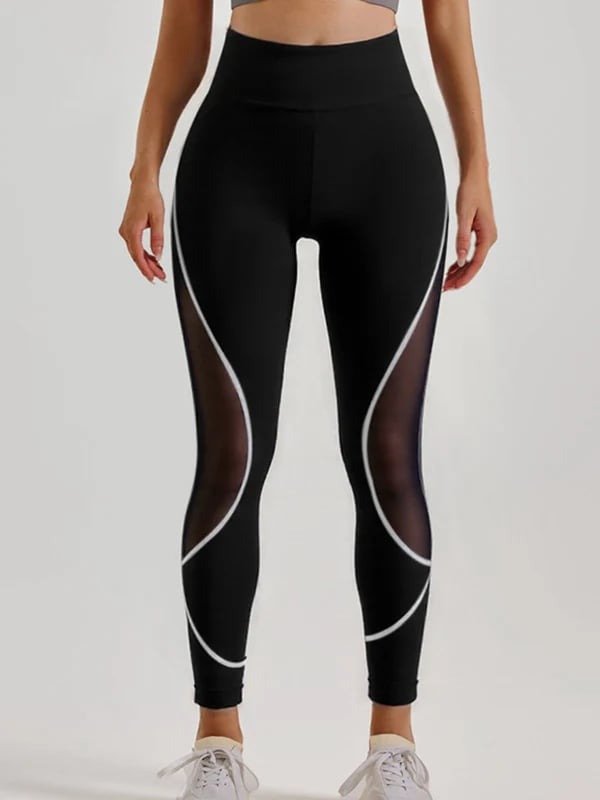 Female Super Sexy Mesh Contrasting Colors Hip-lift Leggings