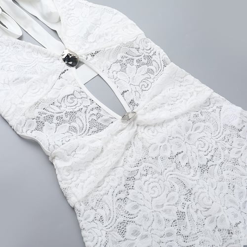 Sexy Lace Hollow Halter Neck Backless Jumpsuit