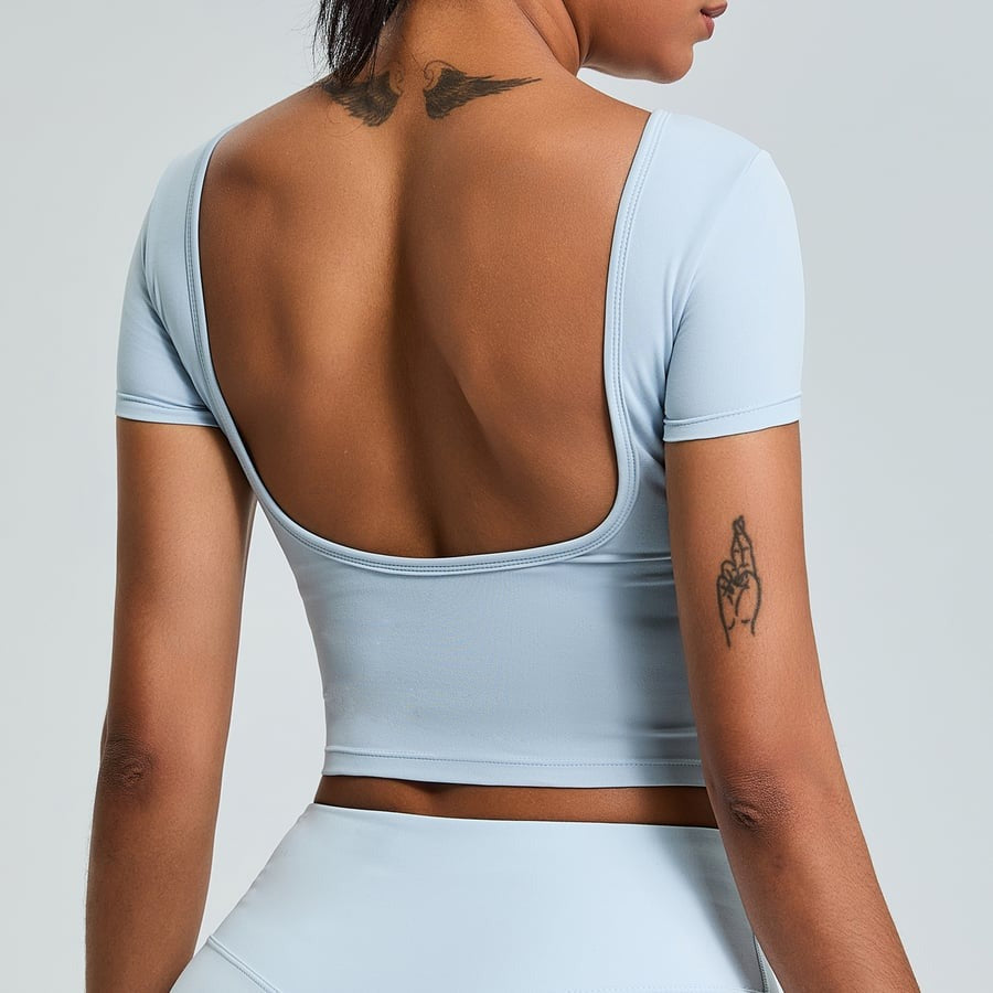 Sexy Backless Short-sleeved Yoga Sports Tops