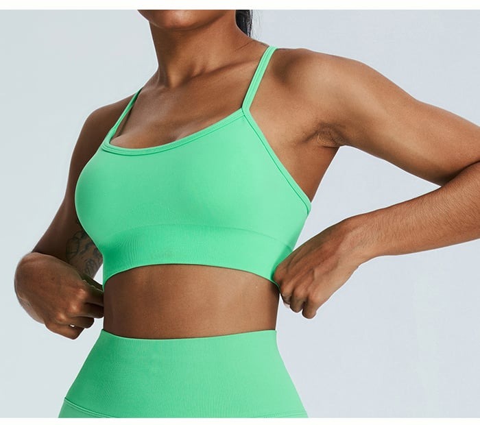 Sexy Backless Hollow Cross Strap Yoga Top With Chest Pads
