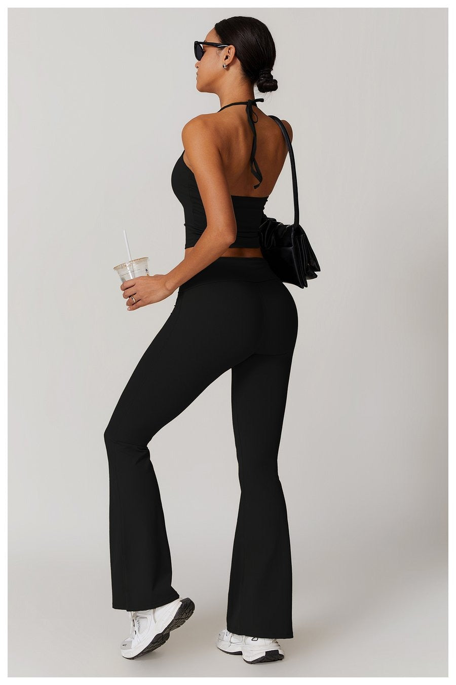 BREEHER Folded Waist Seamless Quick Drying Hip Lifting Leggings