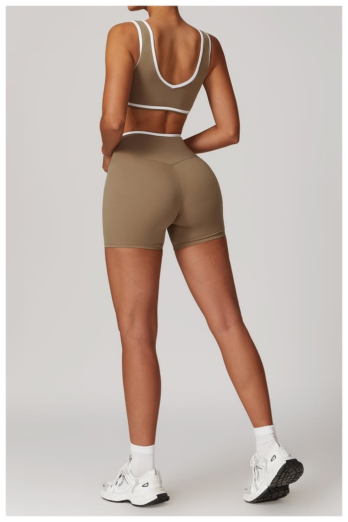 BREEHER Color Clash Vest Hip Lifting Shorts Two Piece Set Sports Suits