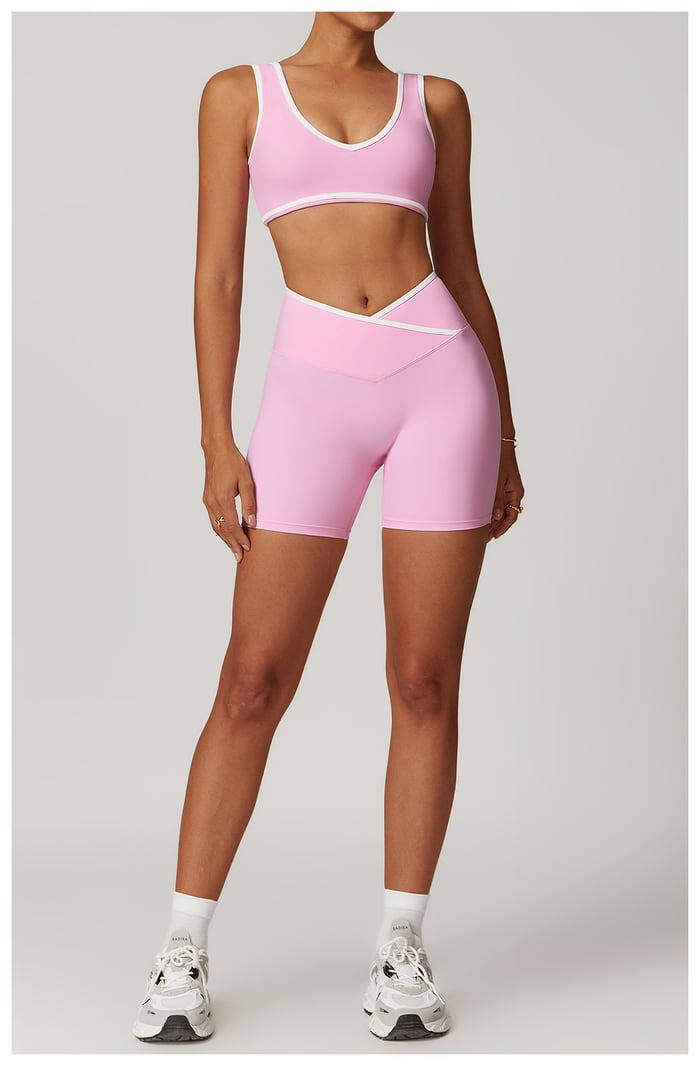 BREEHER Color Clash Vest Hip Lifting Shorts Two Piece Set Sports Suits