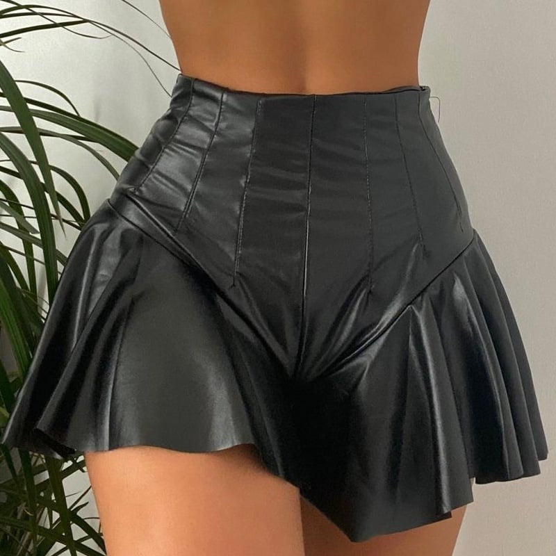 Sexy Ultra Short PU Hip-Lifting Culottes