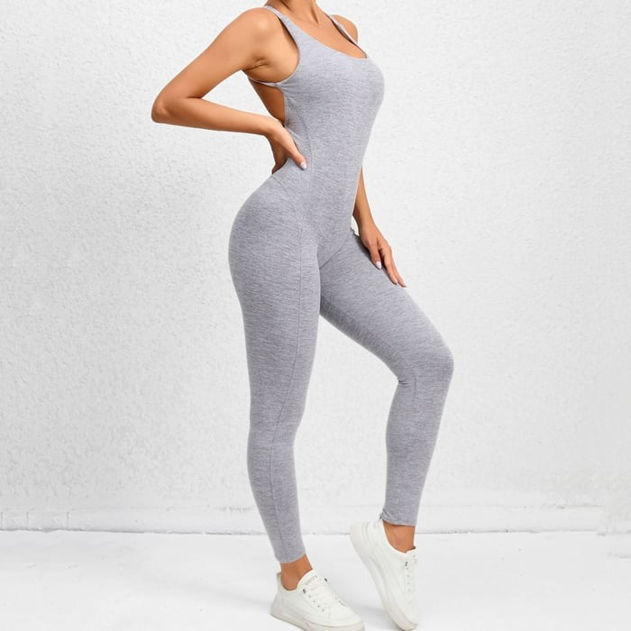 BREEHER Women's Backless Sports Yoga Fitness Jumpsuit
