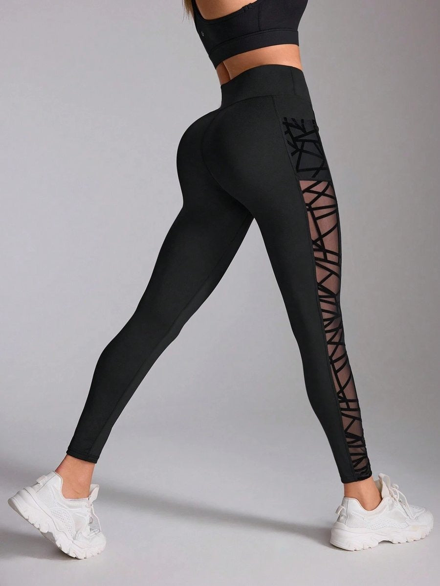 Female Mesh Splice Yoga Leggings